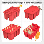 Silicone Popsicle Molds, 10 Cavity, BPA-Free, Red, Cone Shaped, Food Preparation Molds with Sticks and Funnel