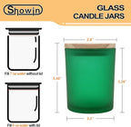 Thick Candle Jars for Making Candles 16 Pcs, 7 OZ Empty Jars with Wood Lids for Candle Making, Sample Container, Frosted Green