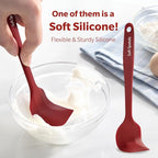 Wanbasion 5 Piece Premium Silicone Spatula Set Heat Resistant, Kitchen Spatula Set Dishwasher Safe for Nonstick Cookware Cooking Mixing Deep Red