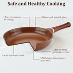 Pure Ceramic Frying Pan, Nonstick 10 Inch Ceramic Skillet (Crafted From Natural Clay Minerals Through Firing), PFAS-Free, Non Toxic/No Coatings Cooking Pan, Induction Pan (Brown)