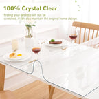 37 x 77 Inch Clear Table Cover Protector, Clear Table Protector for Dining Room Table, 1.5mm Plastic Table Cover, Waterproof Table Pad for Kitchen, Office