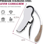 KAYCROWN Stainless Steel Wine Bottle Opener, Vertical Lever Corkscrew with Built-in Foil Cutter Design, Manual Handheld Corkscrew with Ergonomic Lever Pump