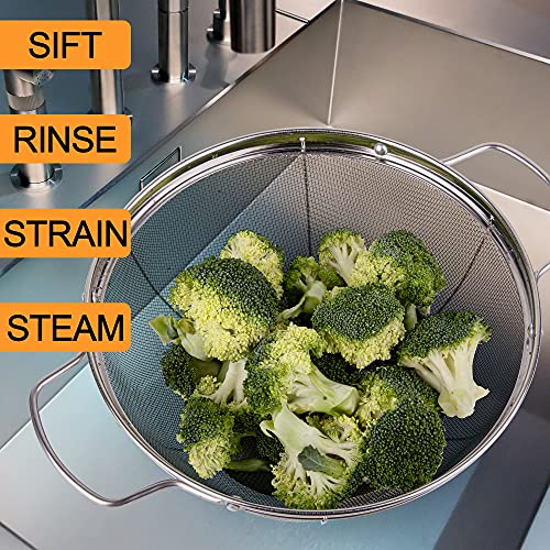 5 Pack 18/8 Stainless Steel Colander Sieves, Multi Size Mesh Strainer Net Baskets with Handles & Resting Base for Strain, Drain, Rinse or Steam - view 6