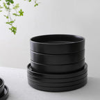 Stone Lain Celina Stoneware 12-Piece Dinnerware Set, Cereal and Pasta Bowls, Black, Coupe