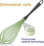 Professional Whisks, Dishwasher Safe, Stainless Steel & Silicone, Heat Resistant, 12-Inch, Green