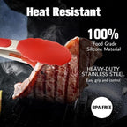 Kitchen Tongs 2 Pcs Tongs for Cooking 9 Inch 12 Inch Red Silicone Tongs Stainless Steel Locking Food Tong with Non-Slip Silicone Tips Heat Resistant Serving Tong for BBQ Grilling Salad Kitchen Utensil