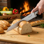 Kuisine Chef Knife Set Upgraded One Piece Molding Ultra Sharp Blade Ergonomic Handle,Kitchen Knife Block Set with Built-in Sharpener(Silver Acacia,15PCS)
