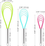 Webake Silicone Flat Whisk Set of 3, Heat Resistant Kitchen Whisks for Non-stick Cookware, Egg Beater Perfect for Blending, Whisking, Beating, Frothing & Stirring