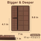 Chocolate Bar Mold, 1 Inch Deep Chocolate Molds Silicone for Homemade Dubai Pistachio/Candy/Snacks, 2 Pcs Large Silicone Molds with Three Bars Cavities, Food Grade and Break Apart
