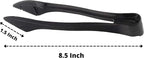PARTY BARGAINS 8.5 Inches Plastic Serving Tongs, 24 Pack, Premium Quality & Heavy-Duty Black Plastic Tongs for BBQ, Salads, Grilling, Buffets, & Kitchen