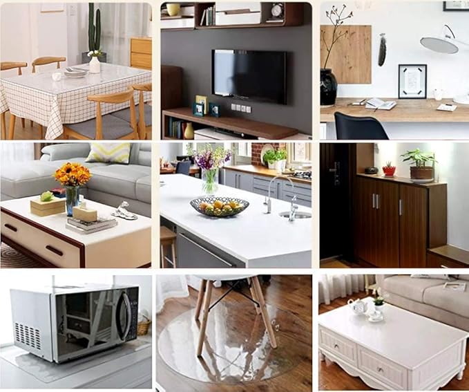 NECAUX Custom 20 x 79 Inch Clear Table Cover Protector, 1.5mm Thick Water Resistant Plastic Non-Slip Table Pad Table Cover Protector for Coffee Table Decor, Writing Desk, Trainning Table, Vanity Table