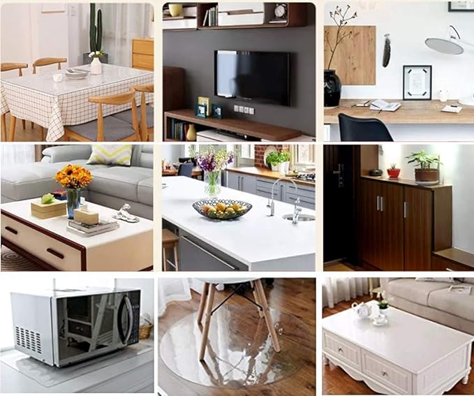 NECAUX 17 x 38 Inch Frosted Table Protector, 1.5mm Thick Plastic Desk Pad, Clear Table Cover Protector