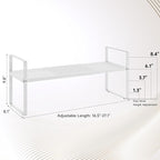 Hole Pattern Expandable Shelf Organizer,1Pack 8.1" Wide Easy to Assemble Cabinet Organizer Shelf, 16.5~27.1" Adjustable Height&Stackable Spice Organization for Cupboard, White