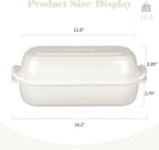 Enameled Cast Iron Loaf Pan with Lid, Dutch Oven Bread pan for Homemade Sourdough Bread Baking, 12.5x5.5 inch, 5qt, White