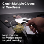 No Peeling Required Garlic Press Stainless Steel with Detachable Handle for Fine Mincing - Premium Garlic Mincer Tool, Rust-Proof, Easy to Clean, Dishwasher Safe Garlic Crusher with 5-Year Warranty