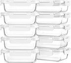 M MCIRCO [10-Pack,22 Oz Glass Meal Prep Containers,Glass Food Storage Containers with lids,Glass Lunch Containers,Microwave, Oven, Freezer and Dishwasher, White