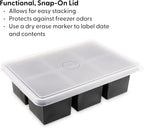 W&P Cup Cubes Silicone Freezer Tray with Lid, Charcoal, Makes 6 Perfect 1-Cup Portions, Freeze & Store Soup, Broth, Sauce, Leftovers, Dishwasher Safe
