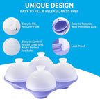 HONYAO Whiskey Ice Ball Mold, 4 x 2.4 Inch Large Ice Ball Maker Mold, Food Grade Silicone Round Ice Cube Mold - BPA Free, Easy to Fill & Release Sphere Ice Cube Tray for Cocktails Bourbon Rum - Purple