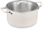 8 Quart Tri-Ply Stainless Steel Stock Pots with Lid, BEZIA Induction Soup Pot with Lid, Large Kitchen Cooking Pots with Silicone Handle, Compatible with All Cooktops, Free of PTFE/PFOA/PFOS