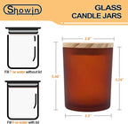 Thick Candle Jars for Making Candles 12 Pcs, 7 OZ Empty Jars with Wood Lids for Candle Making, Sample Container, Frosted Brown