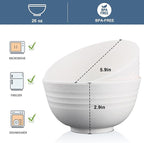 Wrova Wheat Straw Bowls Set of 8, Unbreakable White Cereal Bowl 26OZ, Microwave and Dishwasher Safe Oatmeal Bowls, Kitchen Bowl Suitable for Cereal,Salad,Snack (White)