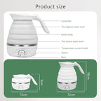 Travel Foldable Electric Kettle, Collapsible Kettle Travel Electric Collapsible Electric Tea Kettle Food Grade Silicone 850W Fast Boiling Water, 110V 700ml (White)