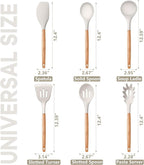 P&P CHEF Cooking Utensils Set, 6 PCS Kitchen Utensils with Wooden Handle, Silicone Spatula for Nonstick Cookware, Easy Clean & Non-toxic, Khaki