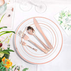 WDF 300 Pieces Rose Gold Plastic Silverware- Disposable Flatware Set - Heavy Duty Plastic Cutlery Includes 100 Forks, 100 Spoons, 100 Knives Perfect for Wedding, Party