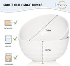 Wrova Wheat Straw Bowls Set 60 OZ, Unbreakable Large White Bowls Set of 6, Microwave and Dishwasher Safe Big Cereal Bowl for Dorm and Apartment, Salad Bowl for Serving Oatmeal and Popcorn (White)