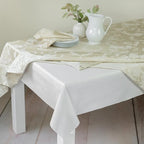 Benson Mills Deluxe Heavy Duty Vinyl Table Pad, Premium Table Protector, Waterproof with Flannel Backing, Quilted Design and Customizable (Off-White, 52" X 140" Rectangular)