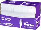 Pantry Value [400 Count] Lightweight White Plastic Forks - Disposable Cutlery for Parties, Events, and Dinner (Formerly Comfy Package)