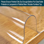 24x54 inch Clear Plastic Table Protector Rolled Dining Room Coffee Sofa Tabletop Cover Mat Eco Thicken Wooden Furniture Edge Screen Protective Easy Clean Carpet Non-Slip Floor Runner Protection PVC
