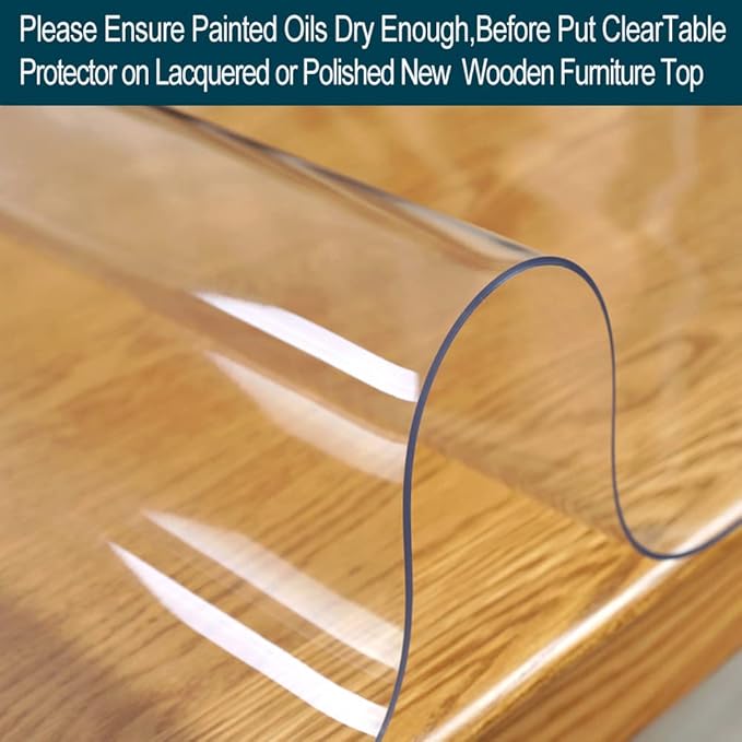 Clear Table Protector Plastic Table Cloths PVC Night Stand Table Cover Mat Office Desk Mat Shelf Surface Protection Crystal Children Painting Cover Pad Transprent Rectangular 24x32 inch