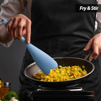 Cooking Spoon for Nonstick Cookwares, VOVOLY Silicone Spoon for Mixing, Scoop, and Scrape,Seamless Design,Starry Blue, 12.6''