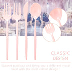 Supernal 180pcs Pink Plastic Silverware Heavy Duty Pink Party Disposable Cutlery Plastic Forks and Spoons Disposable Utensils Include 60 Forks,60 Knvies,60 Spoons for Wedding,Party or Daily Using