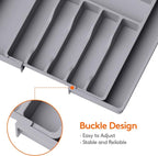 Lifewit Silverware Drawer Organizer, Expandable Utensil Tray for Kitchen, BPA Free Flatware and Cutlery Holder, Adjustable Plastic Storage for Spoons Forks Knives, Large, Grey