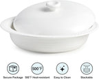 Deep Dish Pie Pan with Lid, 11 inch Ceramic Pie Dish, Round Baking Dish for Apple, Quiche, Pot Pies, Tart, etc, Microwave, Dishwasher, and Oven Safe