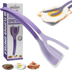 Silicone Egg Flipper Spatula Tongs (Set of 1) – Non-Stick 2-in-1 Grip & Flip Kitchen Tongs for Pancakes, Fish, Eggs, and More – Heat Resistant Cooking Tool (Purple)