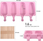 WMKGG Popsicle Silicone Molds Set, 2 PCS Ice Cream Molds with 50 Wooden Sticks for Cake Pop, Ice Pop, Cakesicles (Standard Size/Pink)