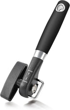 Can Opener, Safe Side Cut Manual Can Opener with Durable Sharp Blade, Smooth Edge Cutting, Effortless Big Knob, Comfortable Grip Handle, Black