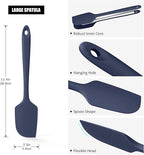 600°F Heat Resistant Silicone Spatula, Doosu High Temp Flexible Kitchen Rubber Bowl Scrapers Food Grade Seamless Baking Supplies Scratch-Proof for Scraping Non-Stick Pans (Navy Blue, 11.4in)