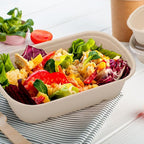 Aksipo 50 Pack 23 Oz Disposable Meal Prep Containers with Lids, Rectangle Paper Bowls with Lids for Salad,Leftovers, Leak-proof To Go Food Box Cardboard Lunch Box Compostable Take Out Food Containers
