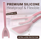 Silicone Egg Flipper Spatula Tongs (Set of 1) – Non-Stick 2-in-1 Grip & Flip Kitchen Tongs for Pancakes, Fish, Eggs, and More – Heat Resistant Cooking Tool (Pink)