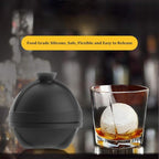 Sphere Ice Molds - 6 Pack - Silicone Ice Ball Molds with Built-in Funnel - Round Ice Cube Molds - Make 2.5 Inch Big Ice Sphere for Whiskey & Cocktails,Food Grade and BPA Free, Black