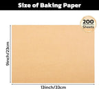 Beasea Parchment Paper Sheets for Baking, 200pcs 9x13 Inch Unbleached Precut Nonstick Heavy Duty Natural Parchment Baking Paper Sheets for Air Fryer Cooking, Grilling, Frying and Steaming