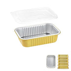 Aluminum Pans 6"x4 "with Lids (5 Pack) - Thicker Heavy Duty Reusable Foil Tins - Microwavable Multi-Use Pan, Pot, Container - Disposable Sturdy Pans for Cooking, Heating, Storing, Prepping Food