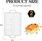 Vinino Silicone Mini Loaf Pans with Metal Reinforced Frame-2 Pack, Non-stick Silicone Bread Pan for Baking 8-Cavity, Tiny Banana Bread Set, Dishwasher Safe Brownie Pan-Gray