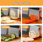 Large Crinkle Cutter, Stainless Steel Wavy Cutter with Non-Slip Handle, French Fry Cutter, Crinkle Potato Slicer, Chopping Tools for Potatoes Carrot Fruit Vegetable (B Set: 2 Pcs)