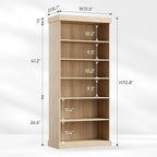 70.8" Tall Brown Bookshelf, Farmhouse Modular Bookcase with 6-Tier Adjustable Shelves, Large Storage Cabinet for Home Office, Living Room