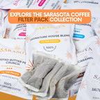 Ground Flavored Coffee In Filter Packs | Medium Roast Low Acid Mold Free Pouches | Sampler Packets | Roasted Butter Pecan Crunch Gourmet Powder Bags for 10-12 Cup Drip Maker | Highest Rated Individual Premeasured Coffee